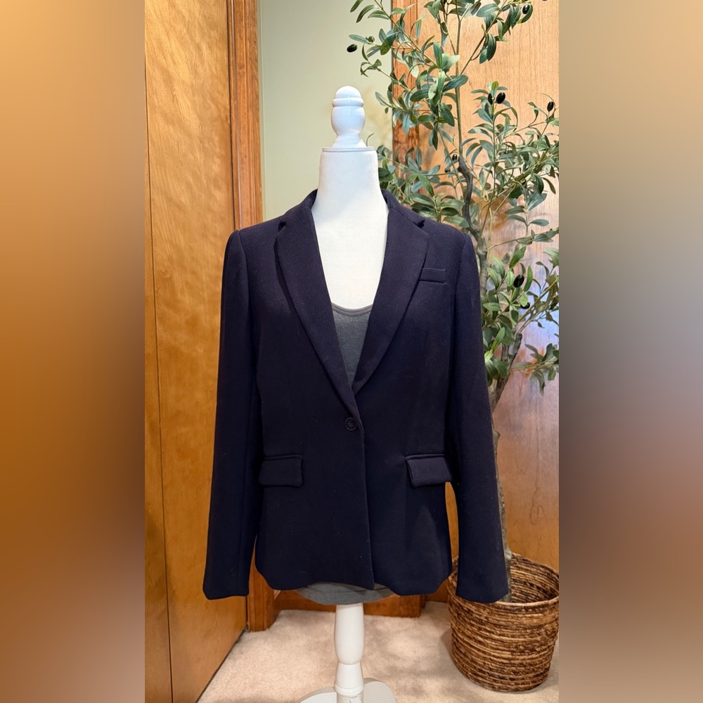 Adrienne Vittadini Women's Navy Single-Button Blazer Jacket Size M